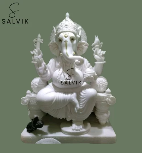 GANPATI WHITE MARBLE IDOL