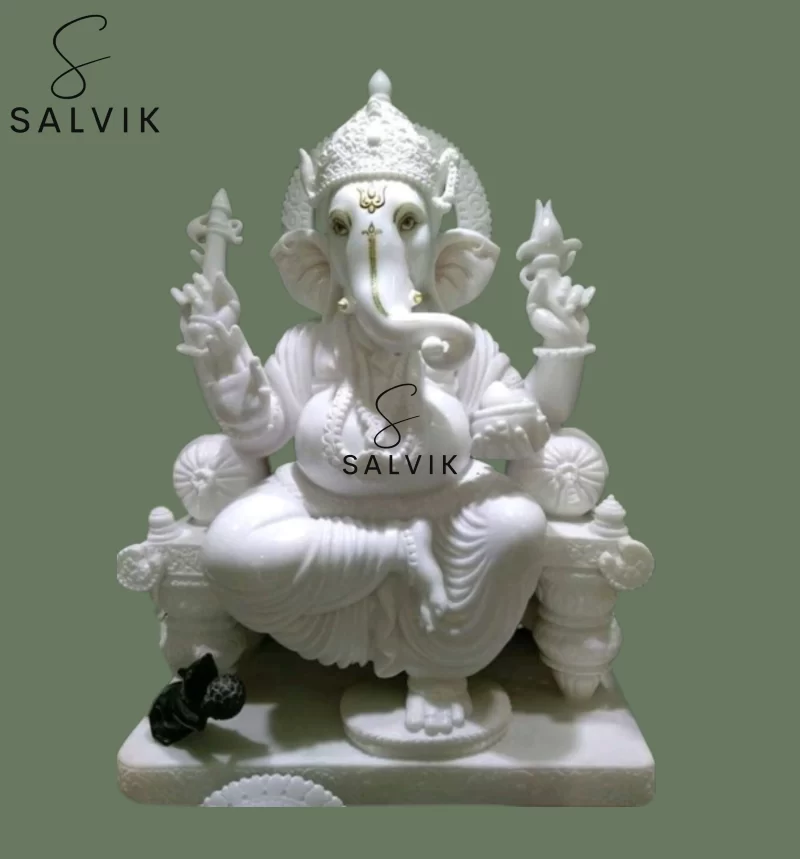 GANPATI WHITE MARBLE IDOL