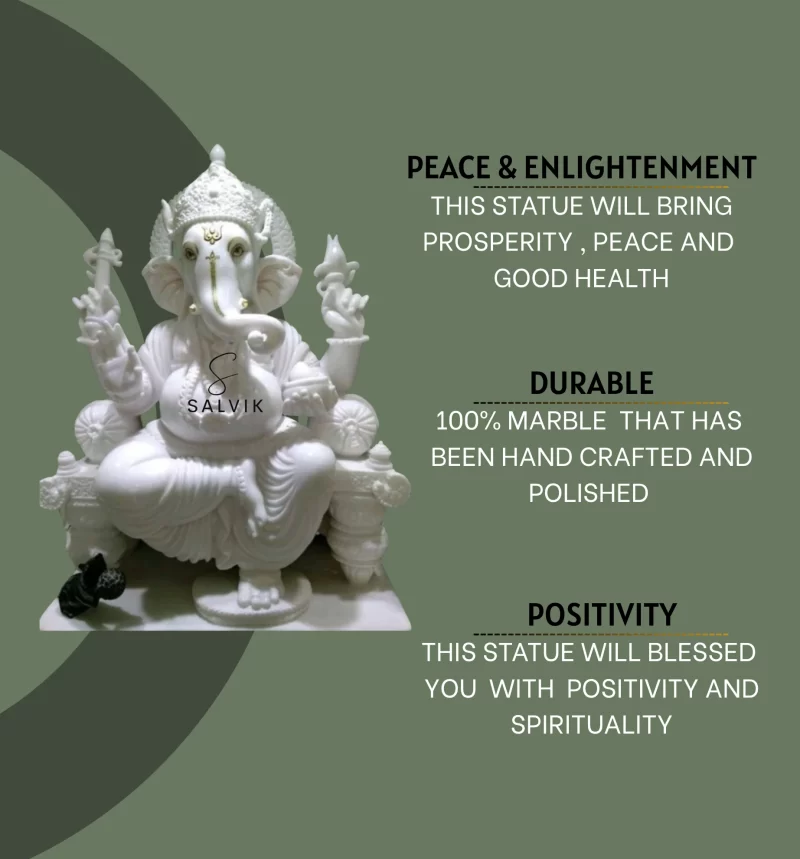 Ganpati white marble idol 3
