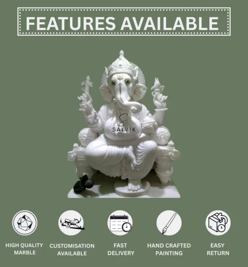 Ganpati white marble idol1
