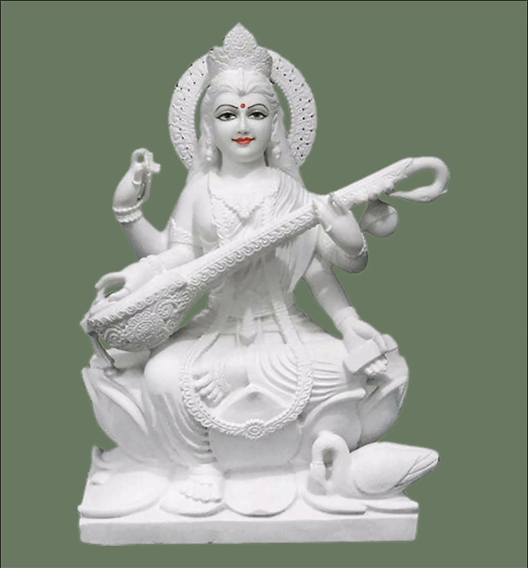 Saraswati Mata Marble Statue