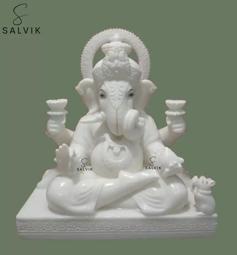 White Marble Ganesh Idol@Best Price