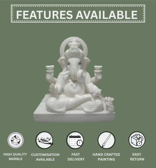 White Marble Ganesh Idol  1