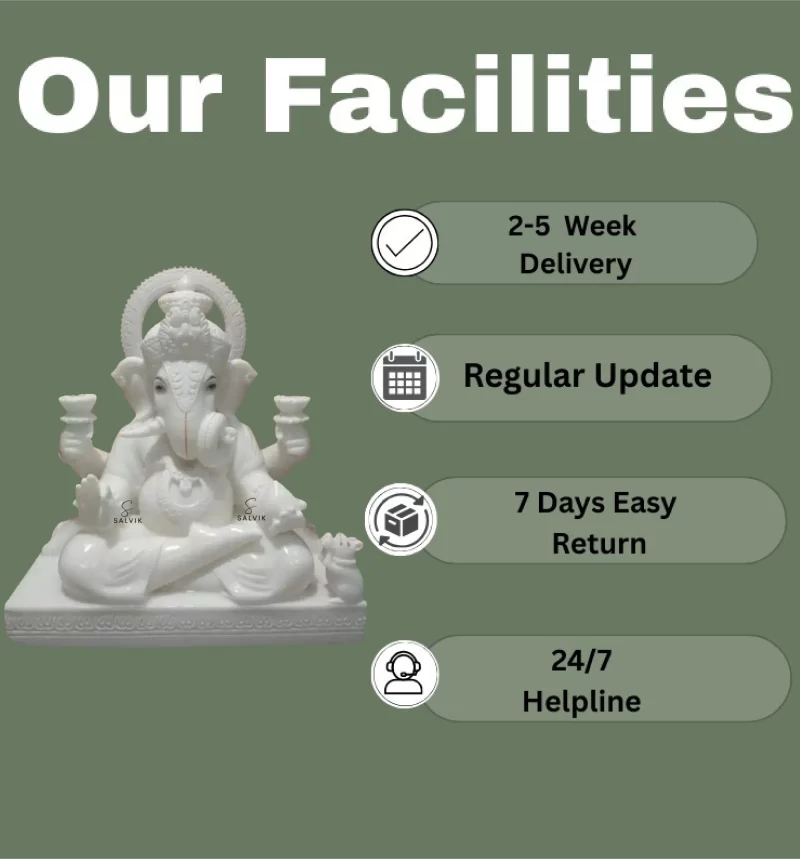 White Marble Ganesh Idol  2