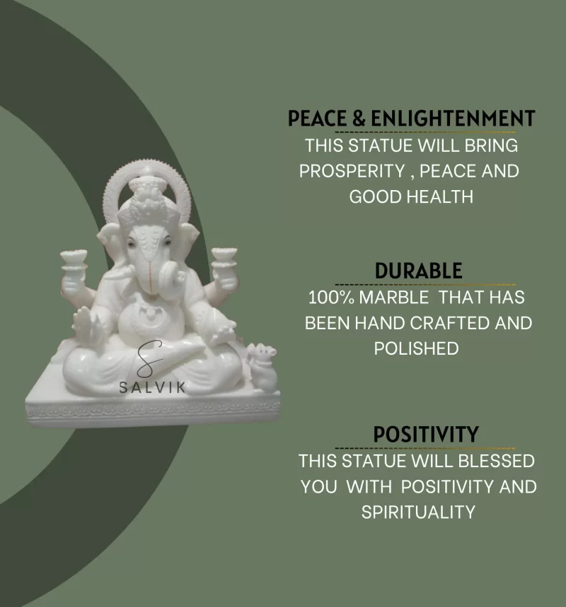 White Marble Ganesh Idol  3