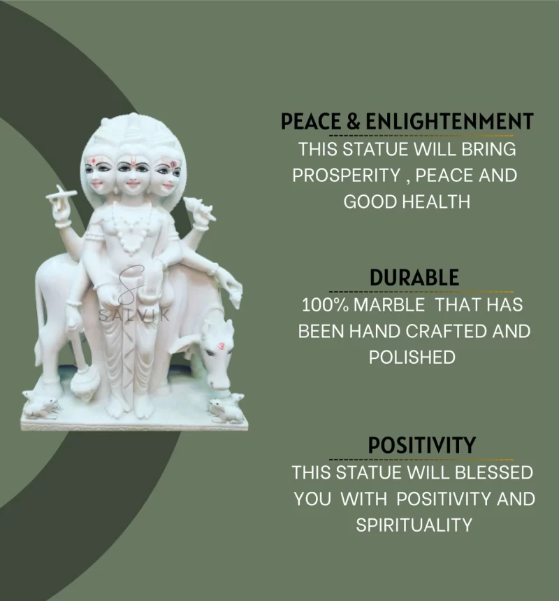 Dattatreya marble statue 2 feet 3